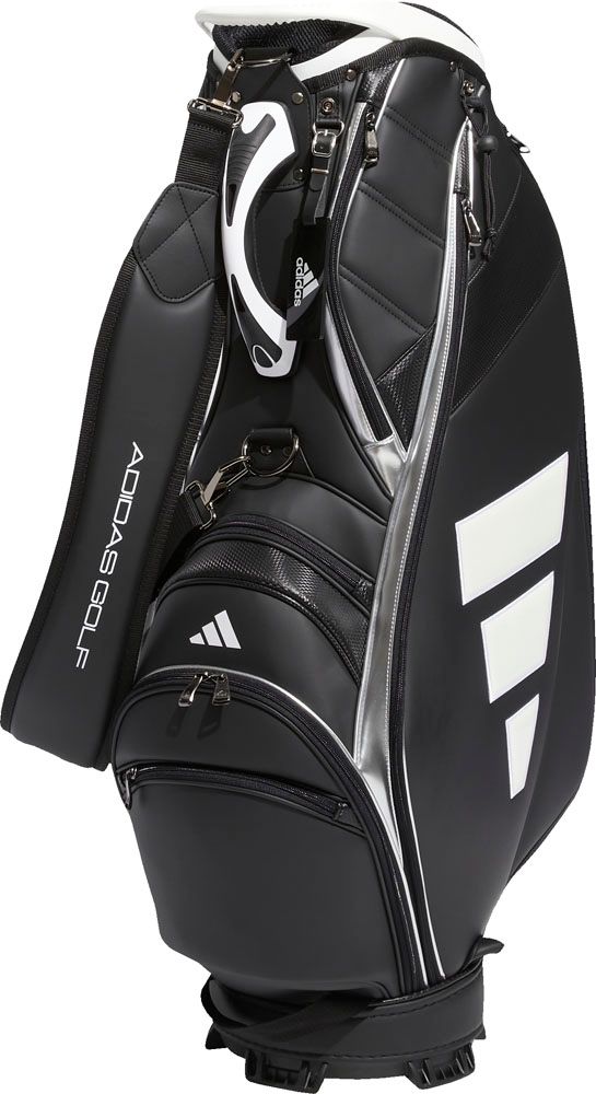 アディダス adidas ゴルフ パフォーマンスロゴ キャディバッグ メンズ レディース ゴルフバッグ カバン バッグ ショルダーストラップ 6分割 キャリーバンドル 運びやすい ポケット付き NMH90 HT6819 BLACK