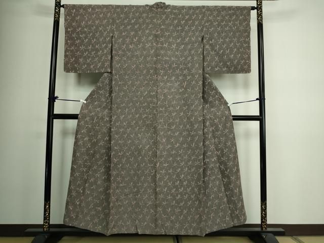 平和屋着物▽上質な紬 単衣 絞り 亀甲絣文 正絹 逸品 DAAV5370az