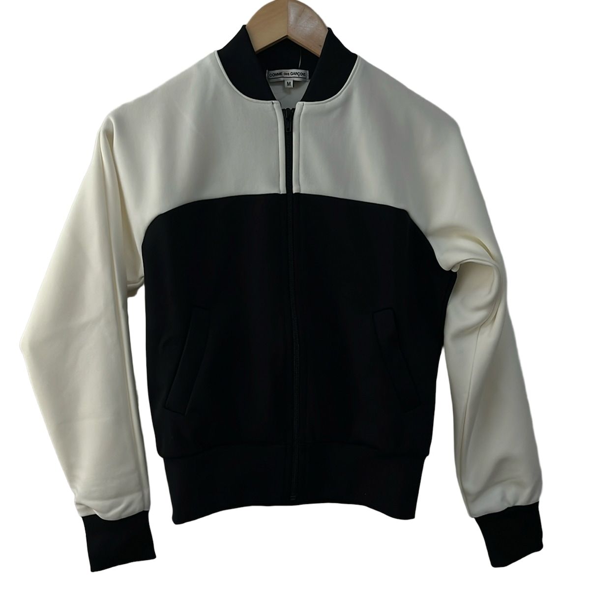 COMMEdesGARCONS コムデギャルソン ブルゾン サイズM レディース - OX-T021 アイボリー×黒 長袖|ジップアップ|春|秋|トラックジャケット