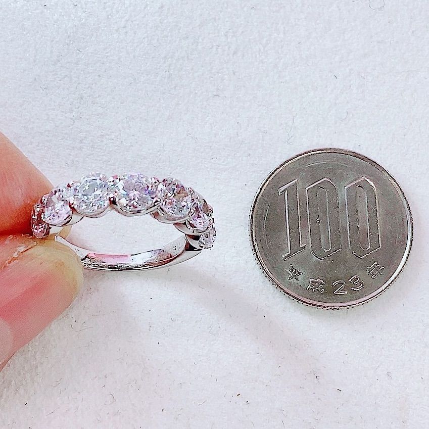 ※完全オーダー制 3.50ct 大粒ダイヤモンドハーフエタニティリング指輪