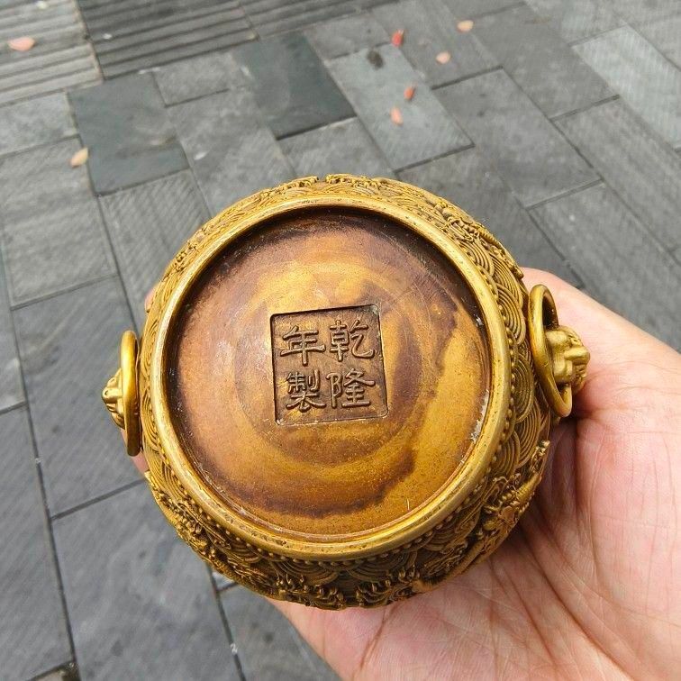 銅細工 双龍戯珠聚宝碗  茶道具  香道具   装飾品   工芸品 美術品 置物 銅製 双龍戯珠薫香炉 両耳香炉 香具 仏堂香炉 装飾品 工芸品