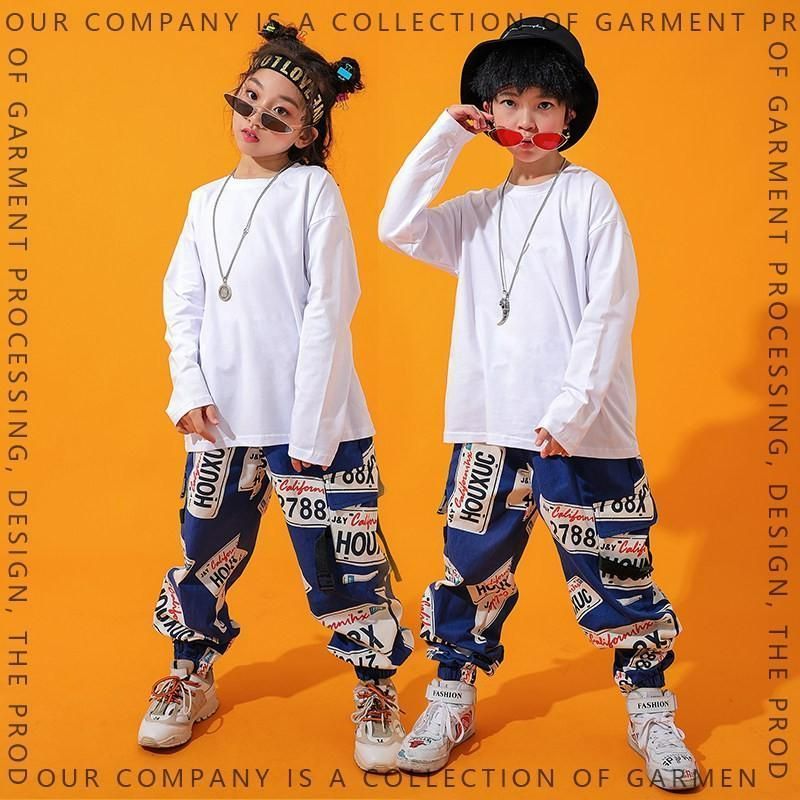 キッズダンス衣装 ヒップホップ セットアップ HIPHOP 長袖 シャン 花柄 パンツ ズボン 男の子 女の子 子供服 ジャズダンス ステージ衣装 練習着 体操服 ningmeng02