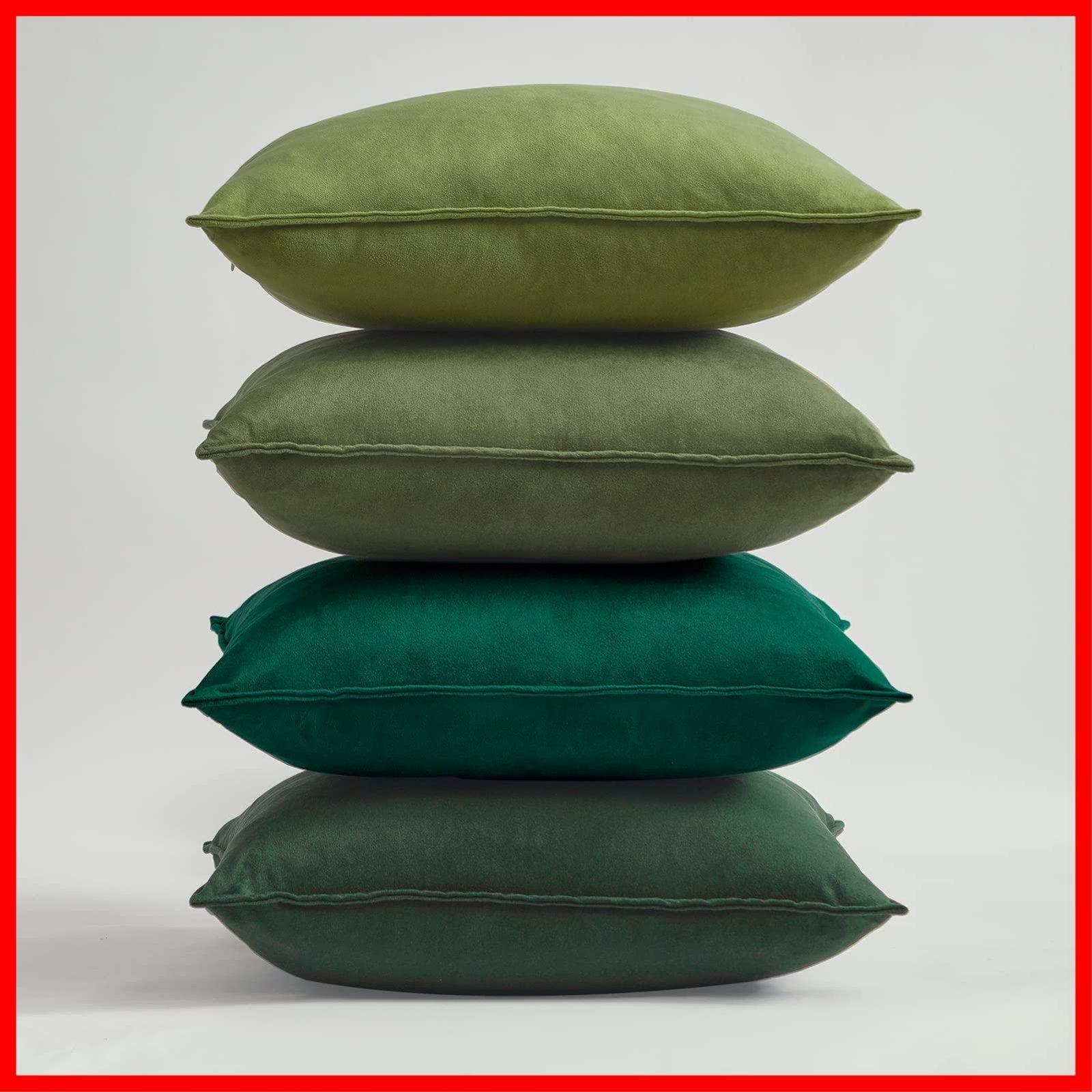 【迅速発送】Topfinel クッションカバー 45×45cm 4枚セット グラデーション おしゃれ 北欧 ベルベット 洗える 無地 グリーン