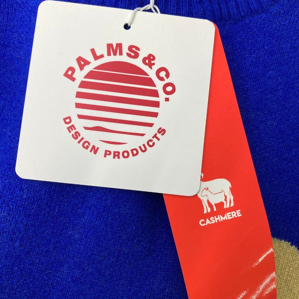 サイズ：L PALMS&amp;CO KIWI&amp;CO  カシミヤ混 ニット セーター  ブルー系 [240101469996] ゴルフウェア メンズ ストスト PALMS&CO KIWI&CO カシミヤ混 ニット セーター ブルー系 サイズ