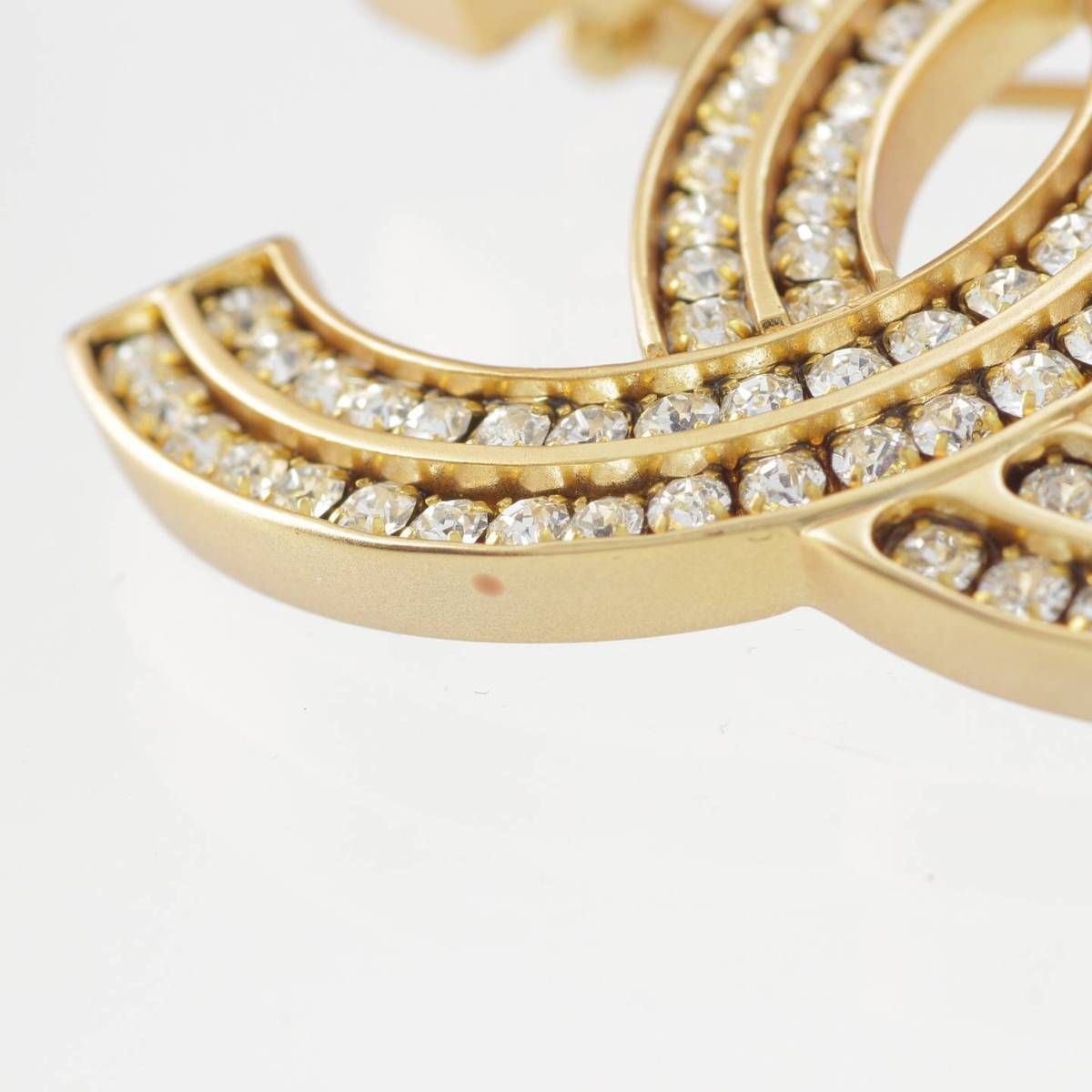 シャネル A21C ココマーク ラインストーン ピンブローチ GPゴールド