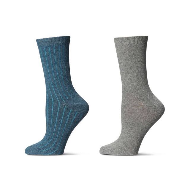 メモイ レディース 靴下 アンダーウェア 2 Pair Women s Flat Knit Wool Blend Crew Socks Poseidon