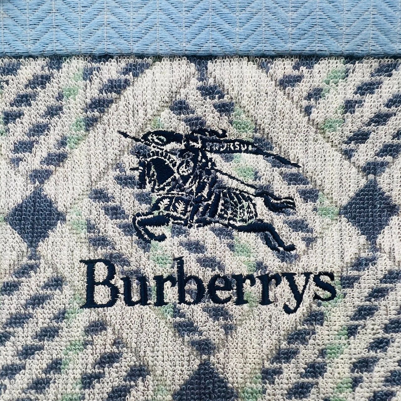 BURBERRY バーバリー タオルケット シングル ブルー系 日本製