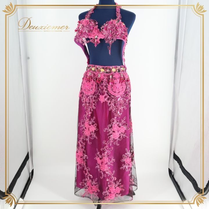 新品】ピンク フラワー装飾 ベリーダンス トップス ベリーダンス