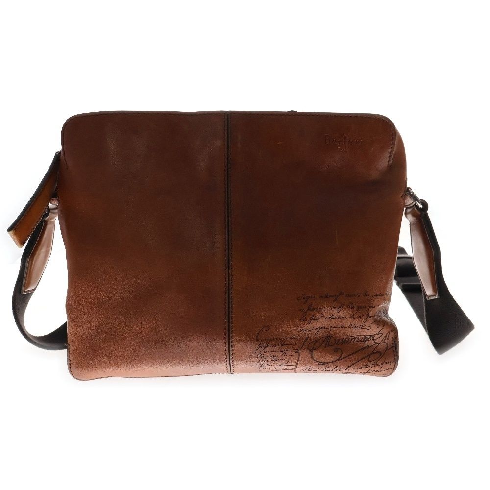 Berluti ベルルッティ Calligraphy Leather Shoulder Bag モノリス カリグラフィ レザーショルダーバッグ ブラウン