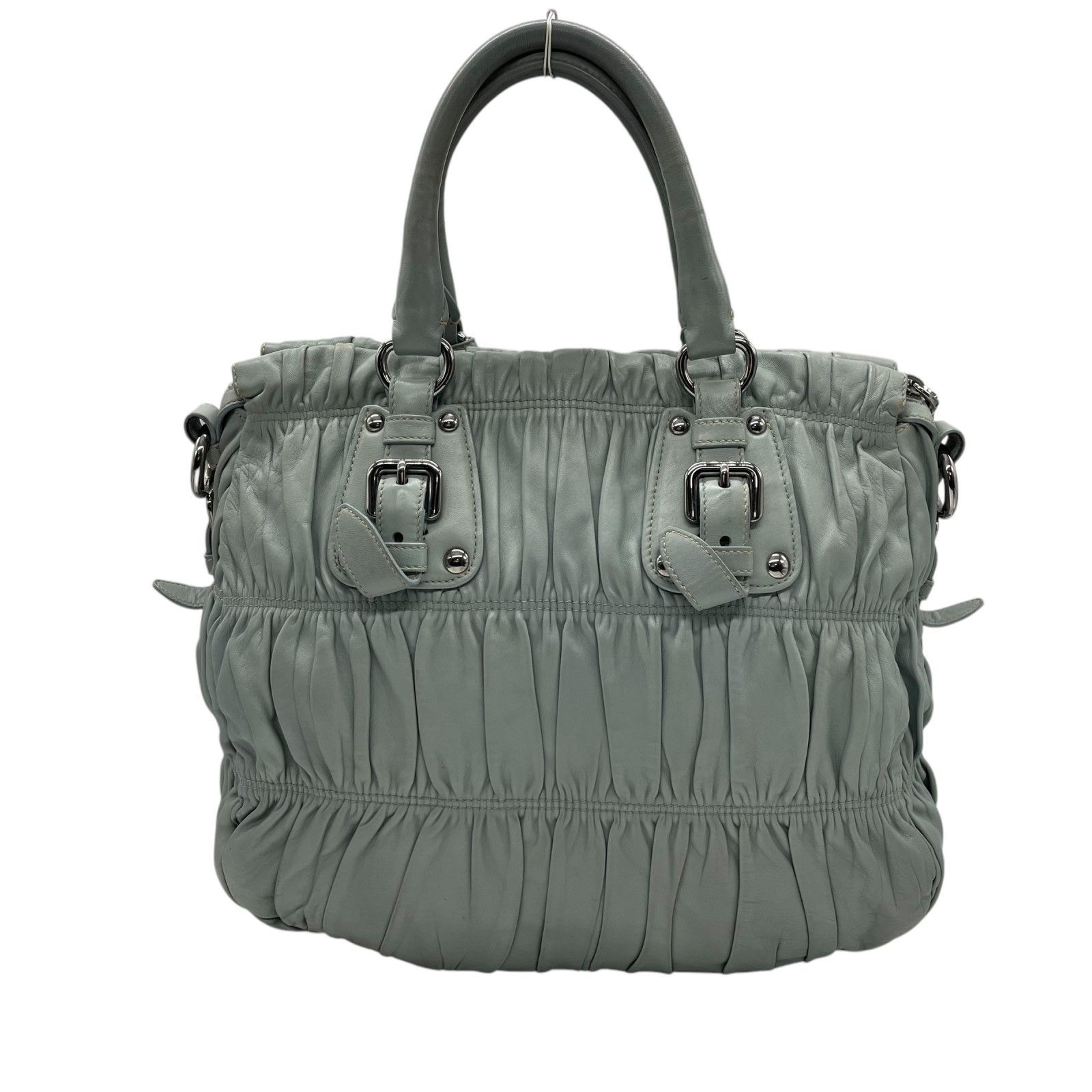 美品 】 PRADA プラダ ギャザー ショルダーバッグ ハンドバッグ 黒 - メルカリ