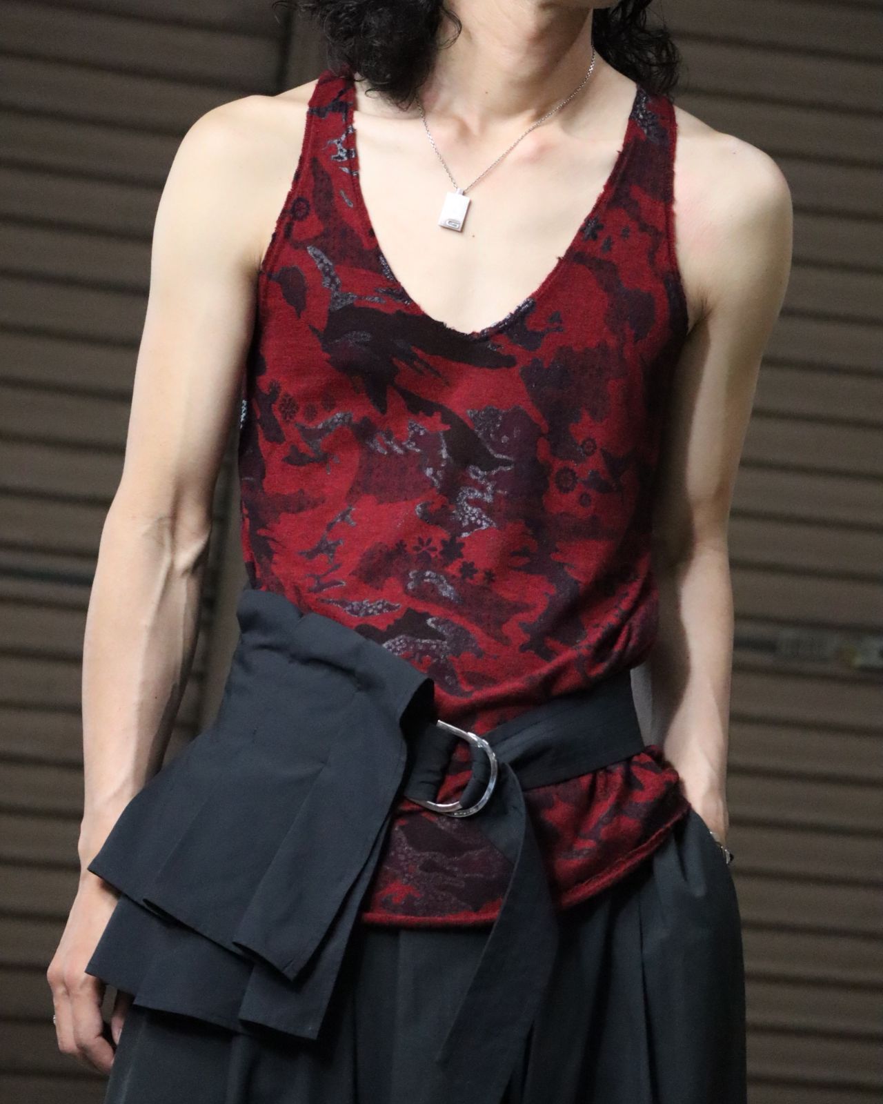 camouflage art knit tank top Y2K 迷彩 カモ柄 アート カシミヤ
