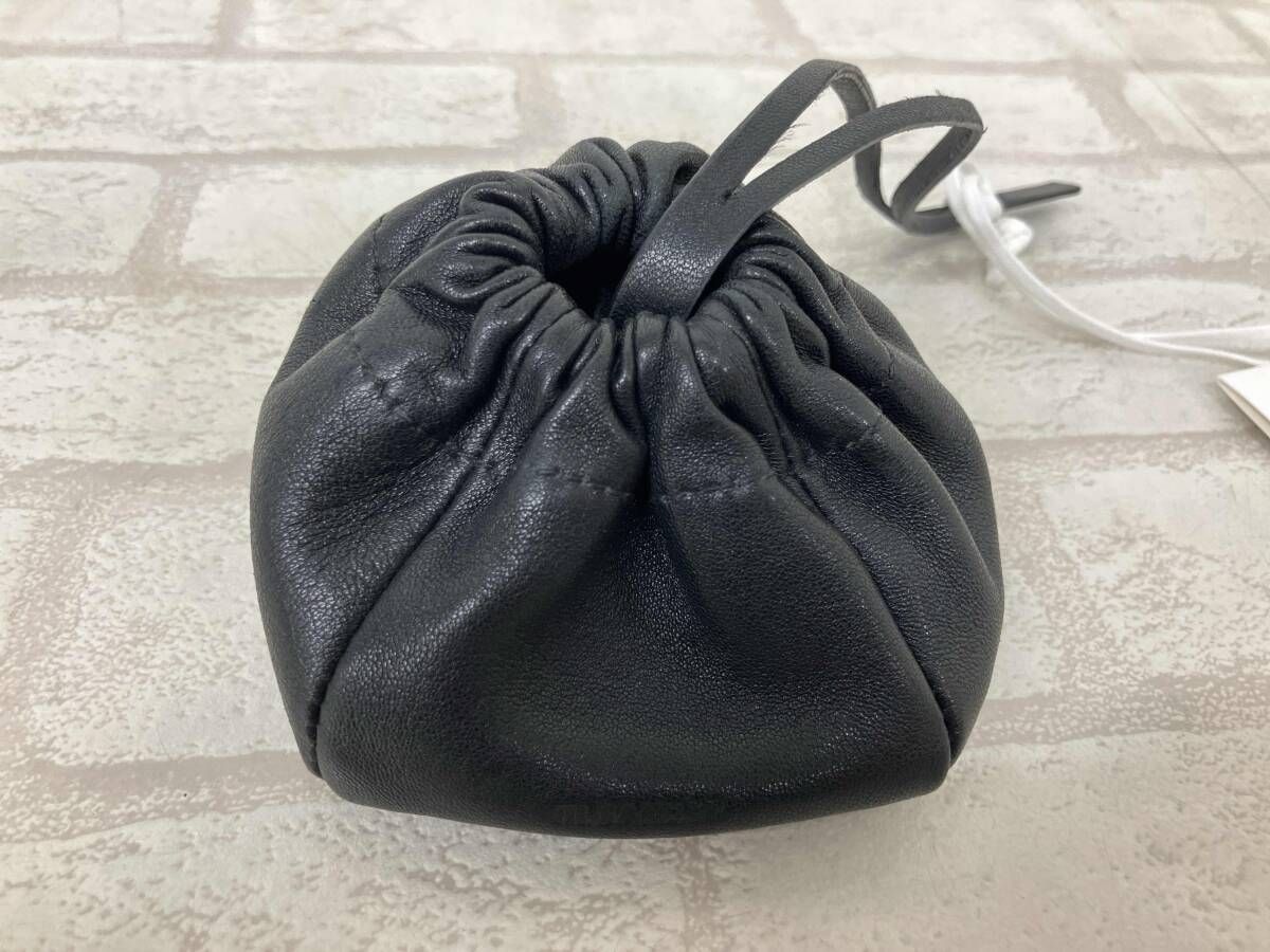 JIL SANDER RIPPLE POUCH BAG ジルサンダー ミニポーチ リップル 巾着 レザー ブラック