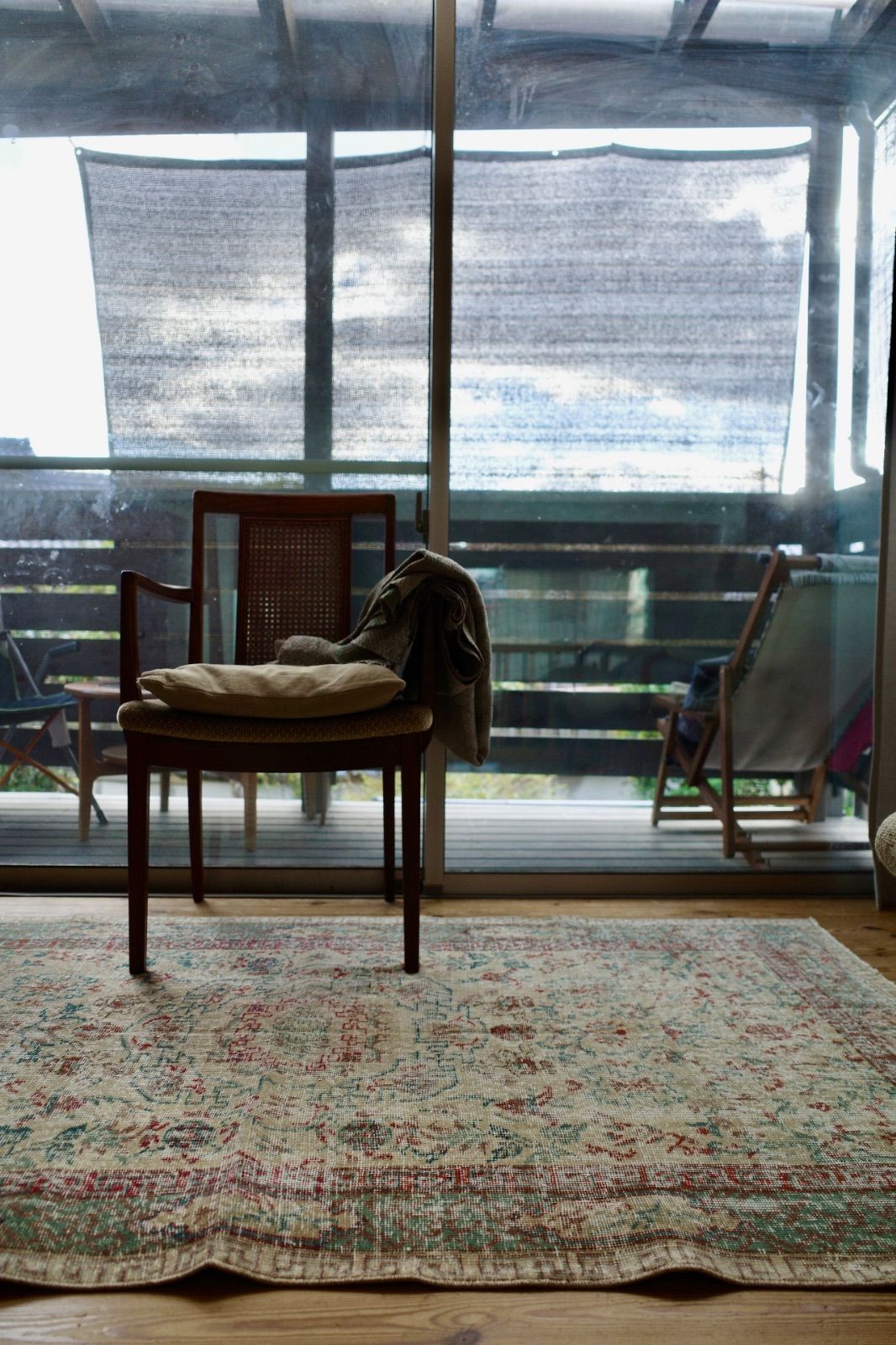 シノワズリ✳︎109×200ロイヤルミルクティー　グリーン　トルコヴィンテージラグ シノワズリ✳︎109×200ロイヤルミルクティー グリーン トルコ