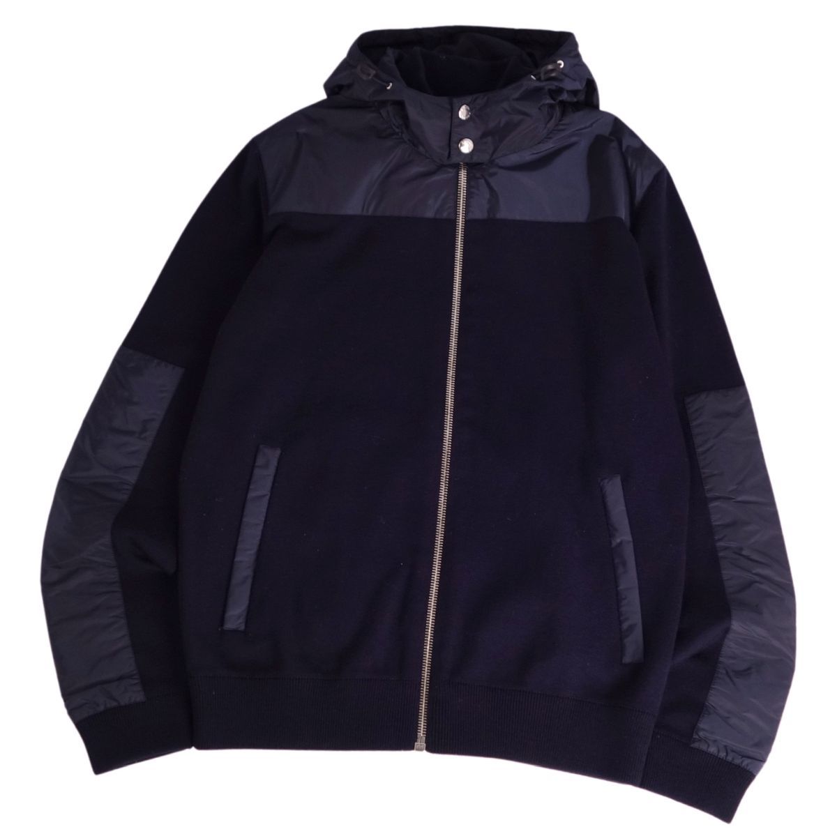 美品 プラダ PRADA パーカー 2019 フーディー ニット ウール ナイロ 