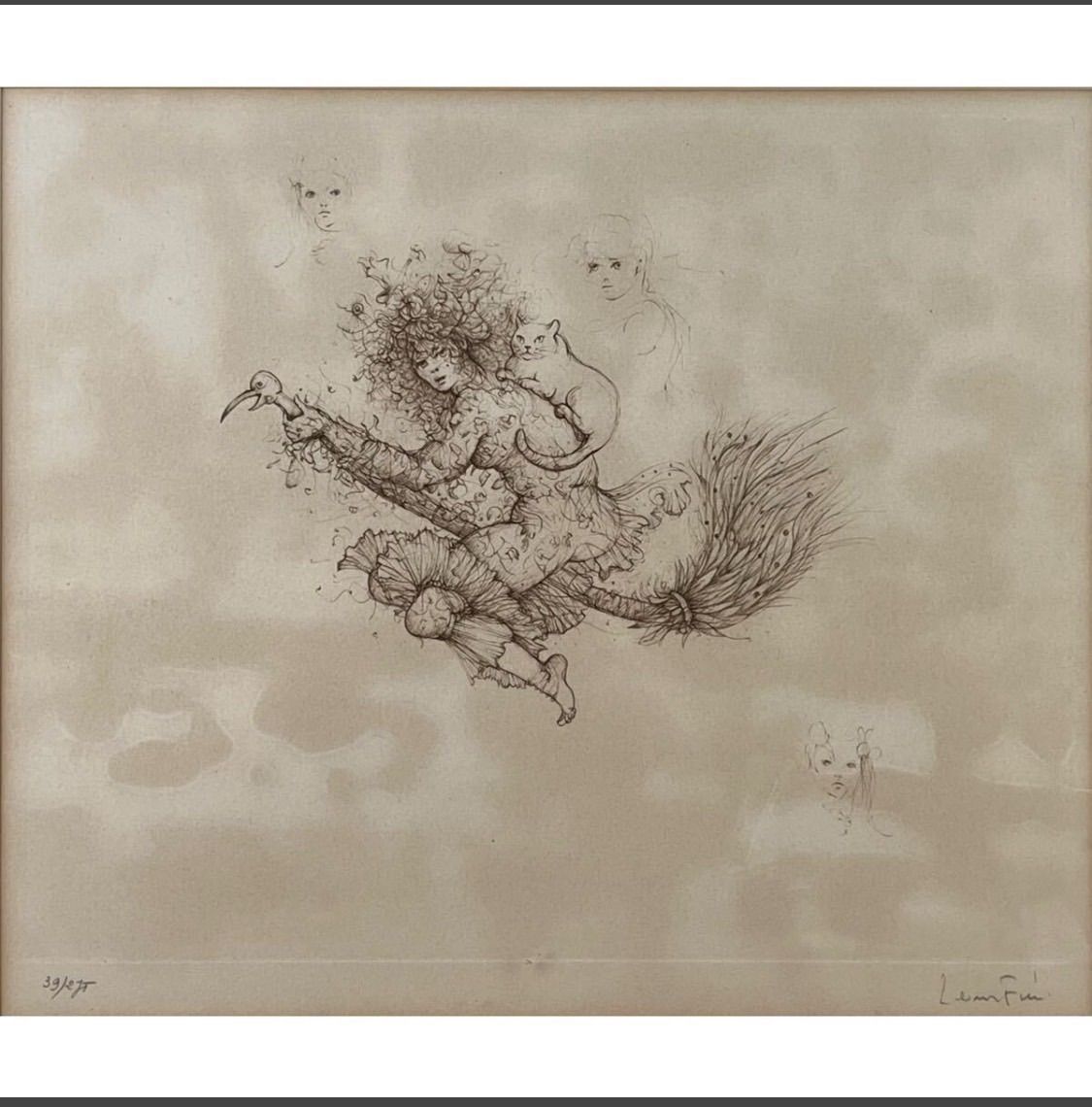 レオノール フィニ Leonor Fini 猫を連れた魔女 エッチング 世界的人気シュール リスム作家 幻想と神秘