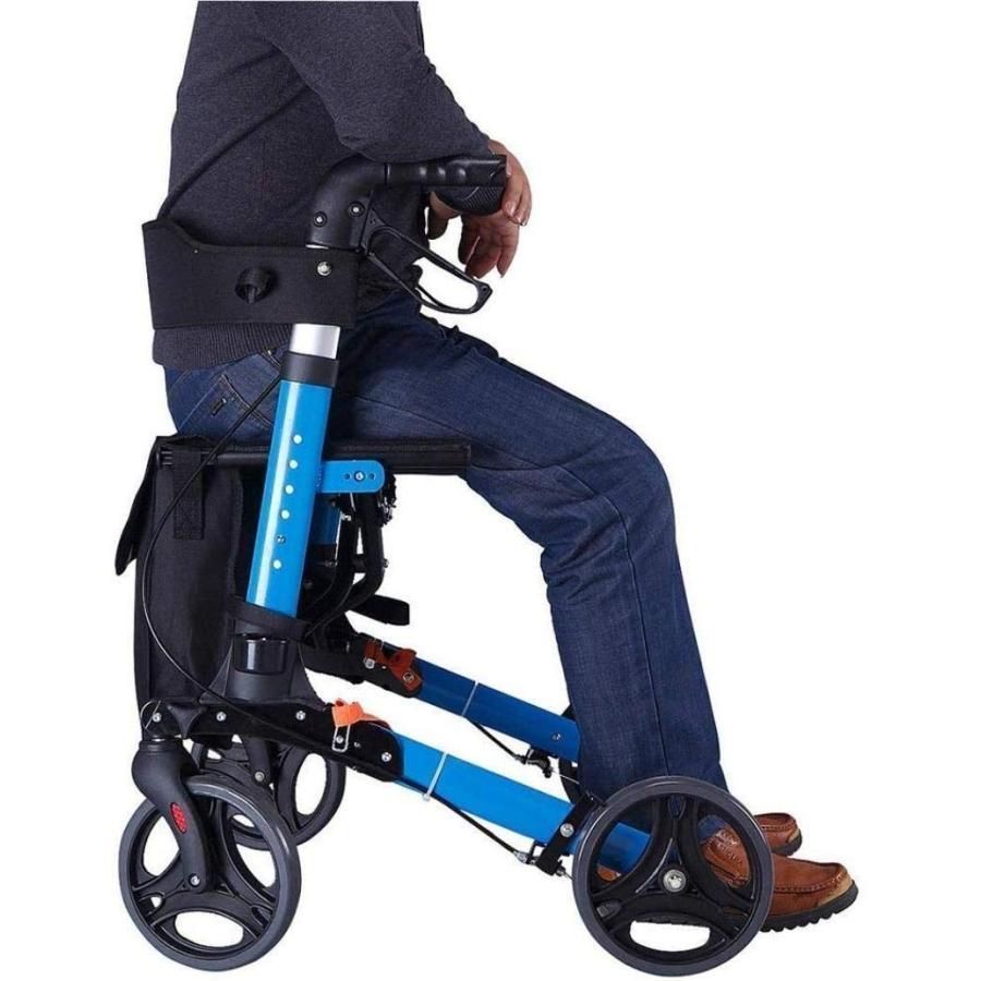 人気推薦◆ウォーキングエイドシニア折りたたみ式歩行器4輪ローリングシートバッグ付きショッピングカートモビリティエイド成人シニア高齢
