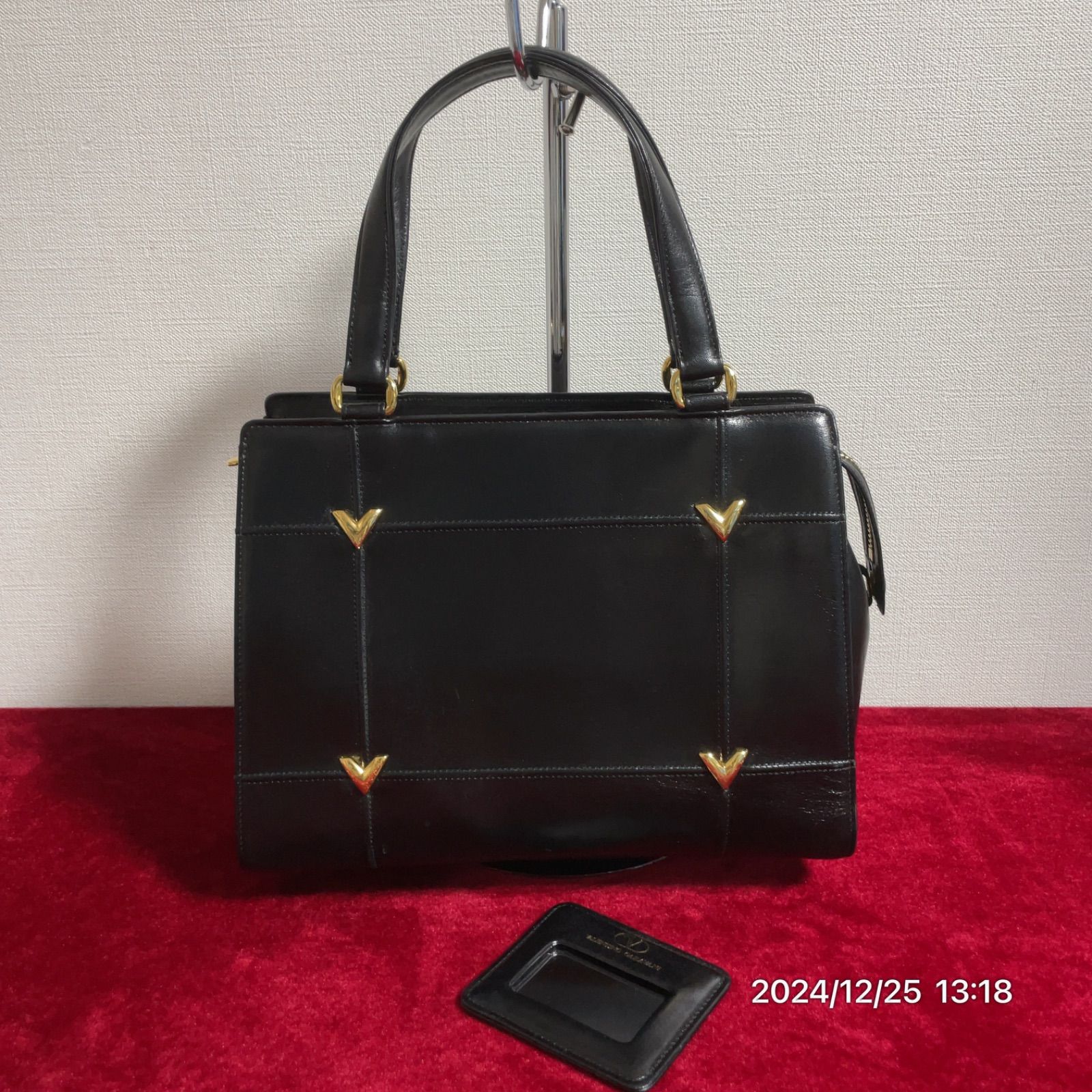 22576 VALENTINO GARAVANI ヴァレンティノ ロゴ金具 ナイロン×クロコ型押しレザー ミニボストン ハンドバッグ 紺×茶  ヴィンテージ(女性用)｜売買されたオークション情報、yahooの商品情報を 女性用