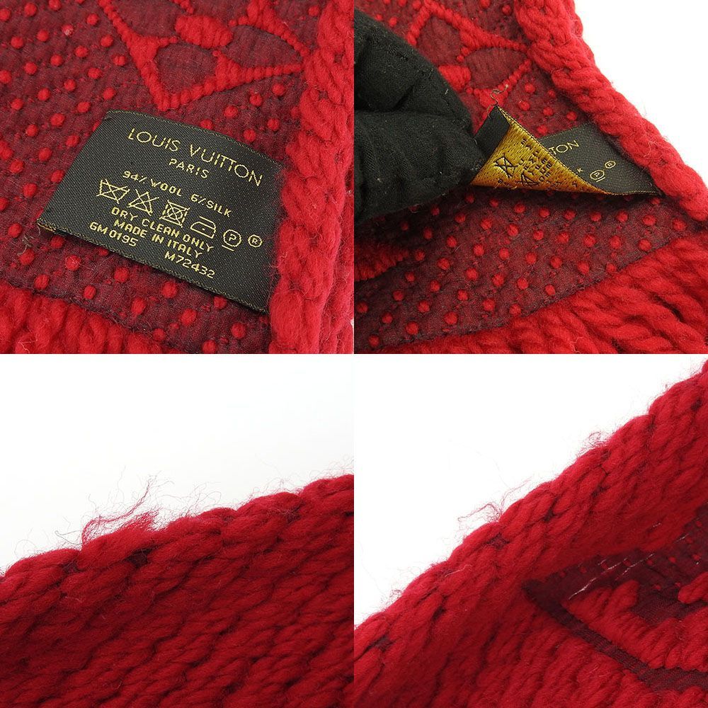 LOUIS VUITTON 赤 マフラー ウールシルク