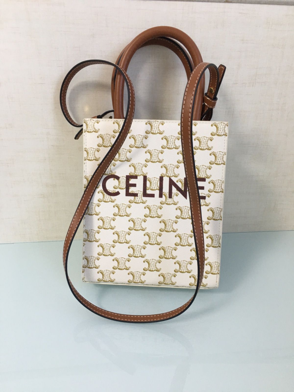 CELINE ミニ バーティカルカバ トリオンフ キャンバス トートバッグ