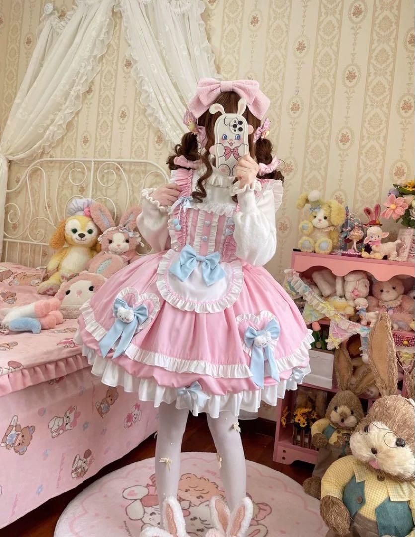 angelic prettyうさぎのしっぽジャンパースカートセット ピンク