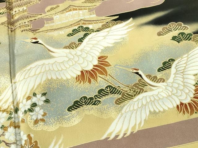 平和屋着物▽豪華色留袖　立波地紋　蜂蜜色　単衣　　正絹　逸品　CAAT0776dy 平和屋着物▽豪華色留袖 立波地紋 蜂蜜色 単衣 正絹 逸品 CAAT0776dy