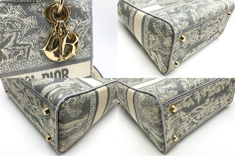 DIOR ディオール グレー系 Lady D-Lite バッグ ミディアム レディD  