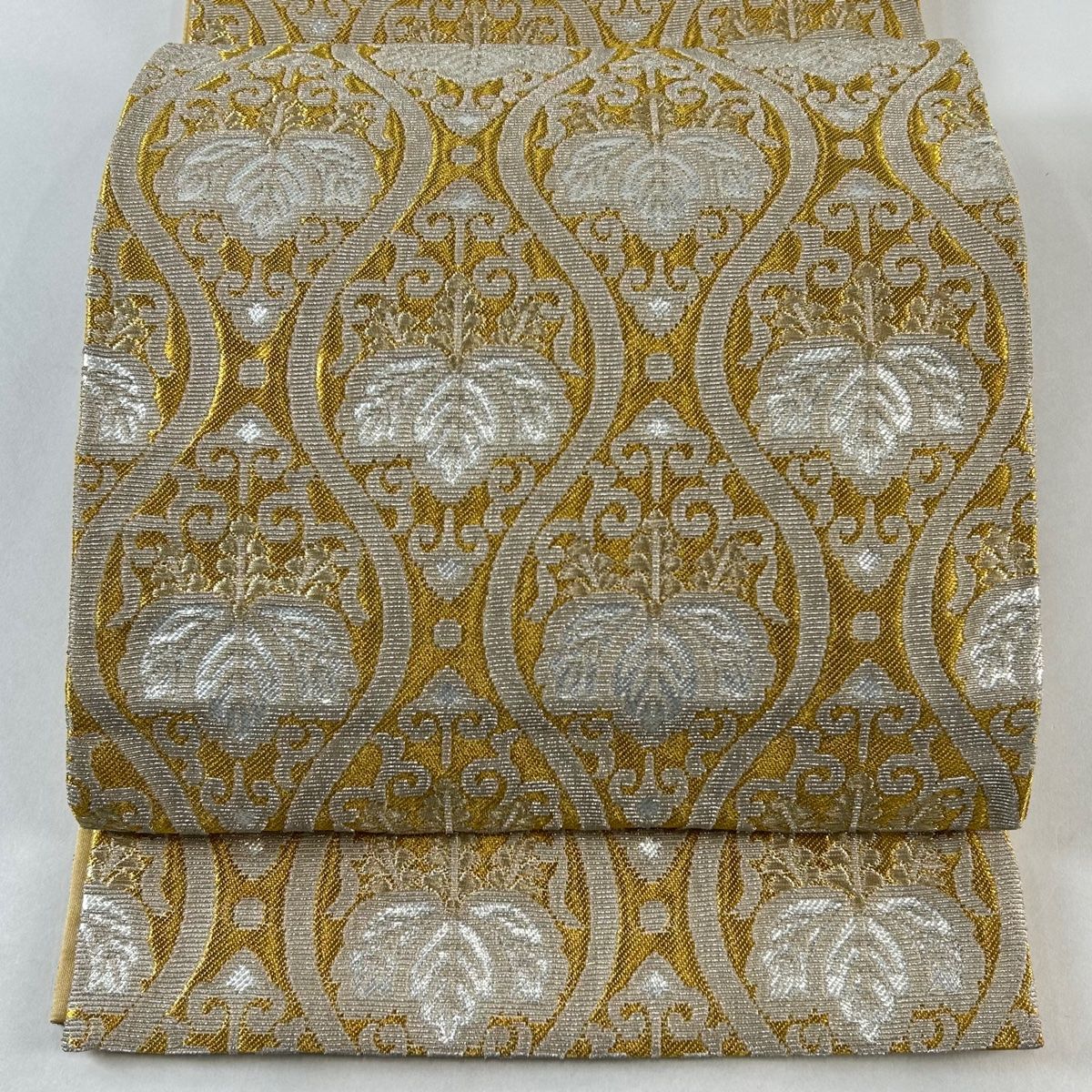 袋帯 美品 逸品 花井幸子 落款 金華山織 立涌 桐 金銀糸 箔 金色