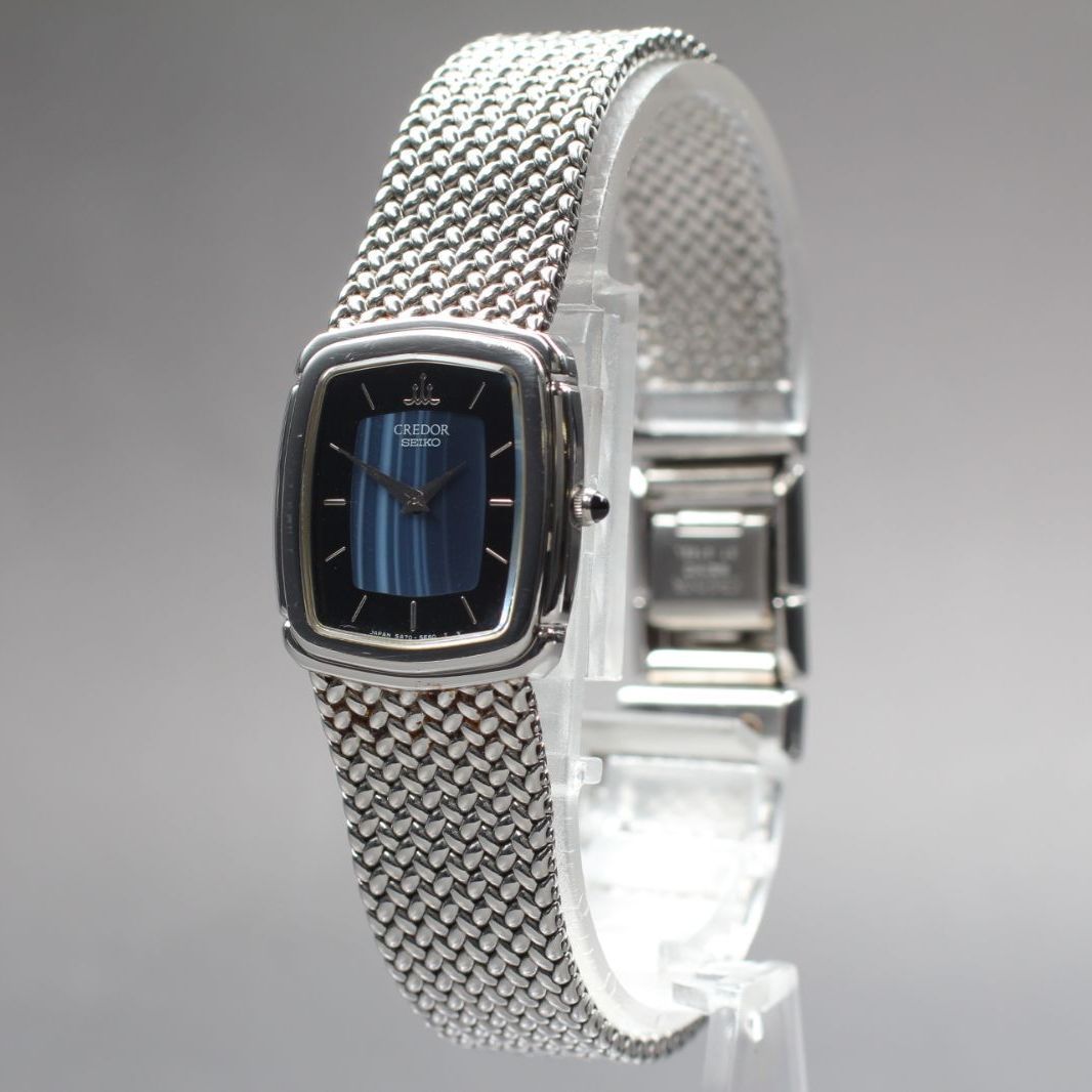 194 【美品 稼働】 Seiko Credor 5A70-3C40 Blue Silver