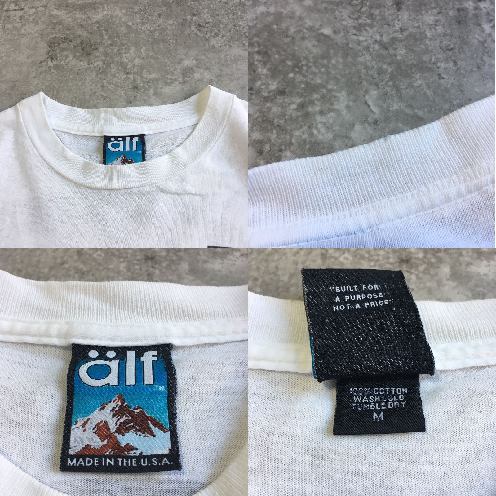 90s USA製 alf Mountain Back Printed T-shirt アルフ アウトドア 