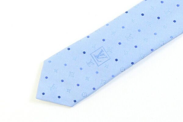 100％ ファッション ルイヴィトン ネクタイ M73191 ライトブルー 中古 