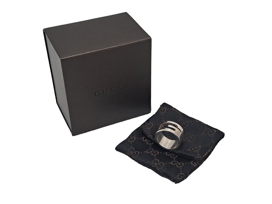 グッチ リング 指輪 ブランテッドGリング ワイド SV925 ＃19 約18号 G