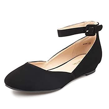 DREAM PAIRS レディース レボナ ローウェッジ アンクルストラップ フラットシューズ US サイズ: 10