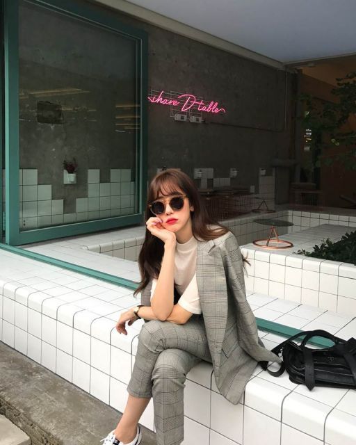 グレンチェック テーパードパンツ パンツスーツ アンクル丈 袖あり