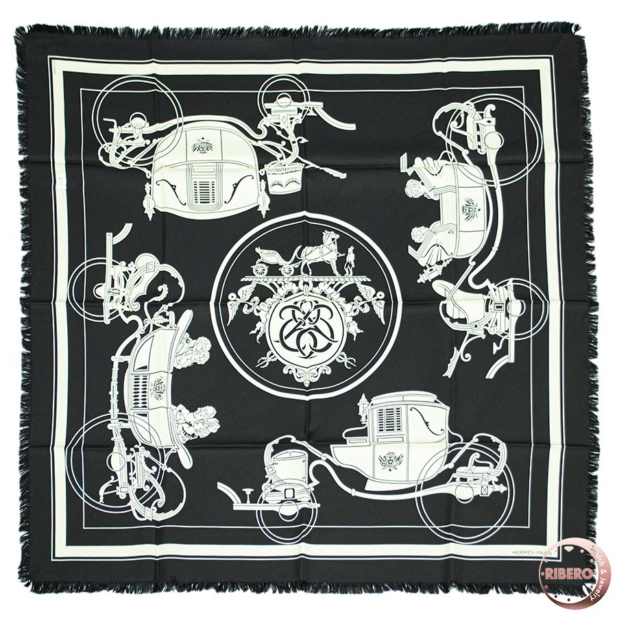 HERMES エルメス カレ80 Ex-Libris Fringe エクスリブリス