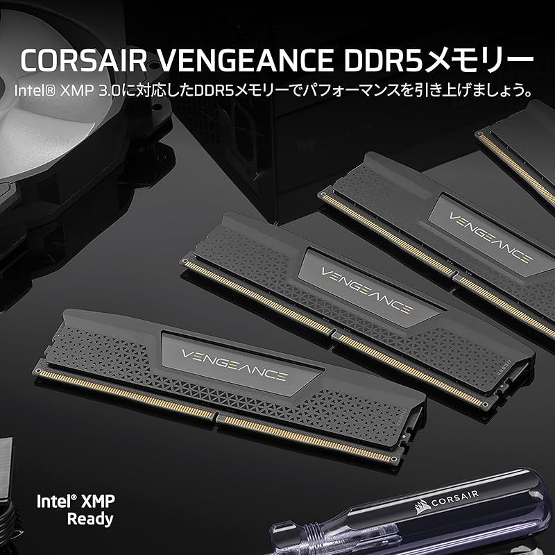 CORSAIR DDR5-5600MHz デスクトップPC用メモリ VENGEANCE DDR5シリーズ Overclock PMIC Intel XMP メモリキット 96GB ブラック 48GB×2枚 CMK96GX5M2B5600C40