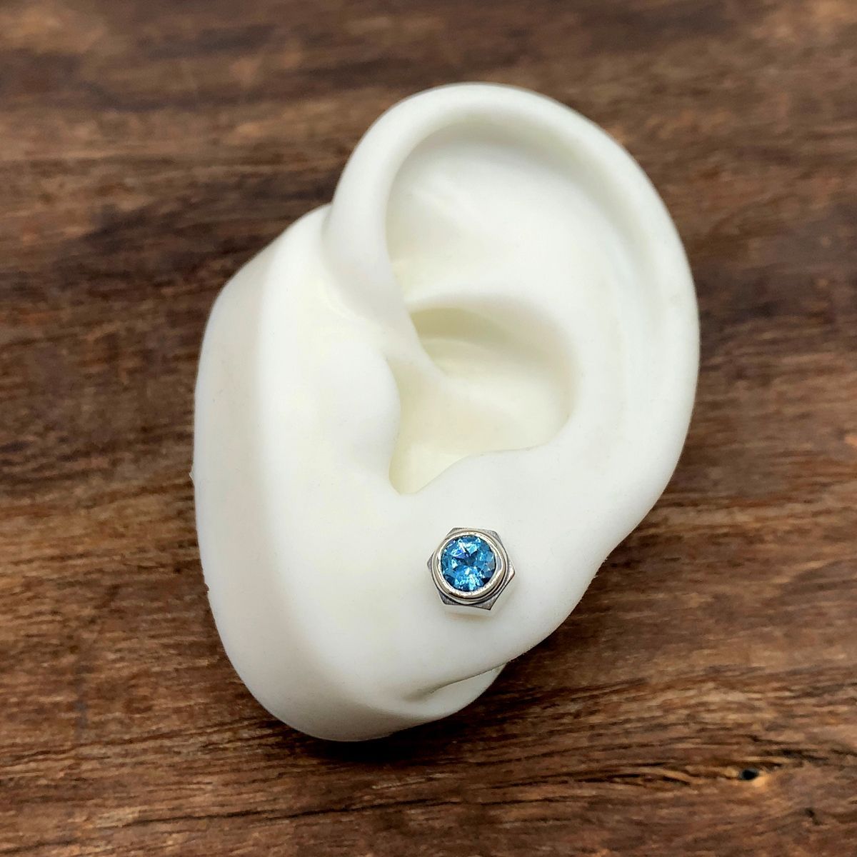 ブルートパーズ/シルバー925ピアス メンズ片耳ピアス/セカンド