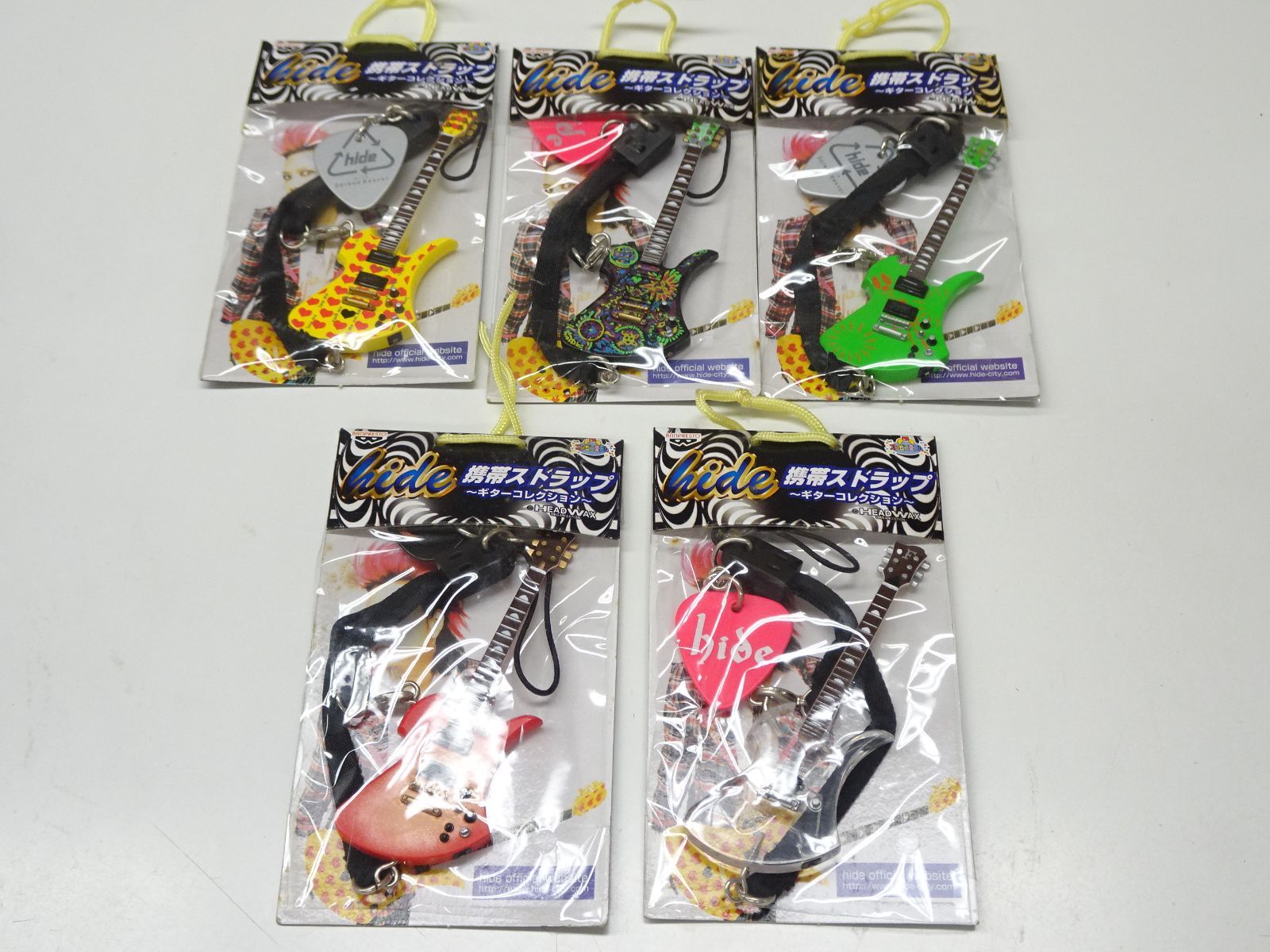 hide ギターコレクション 携帯ストラップ 5種 コンプリート 未開封品