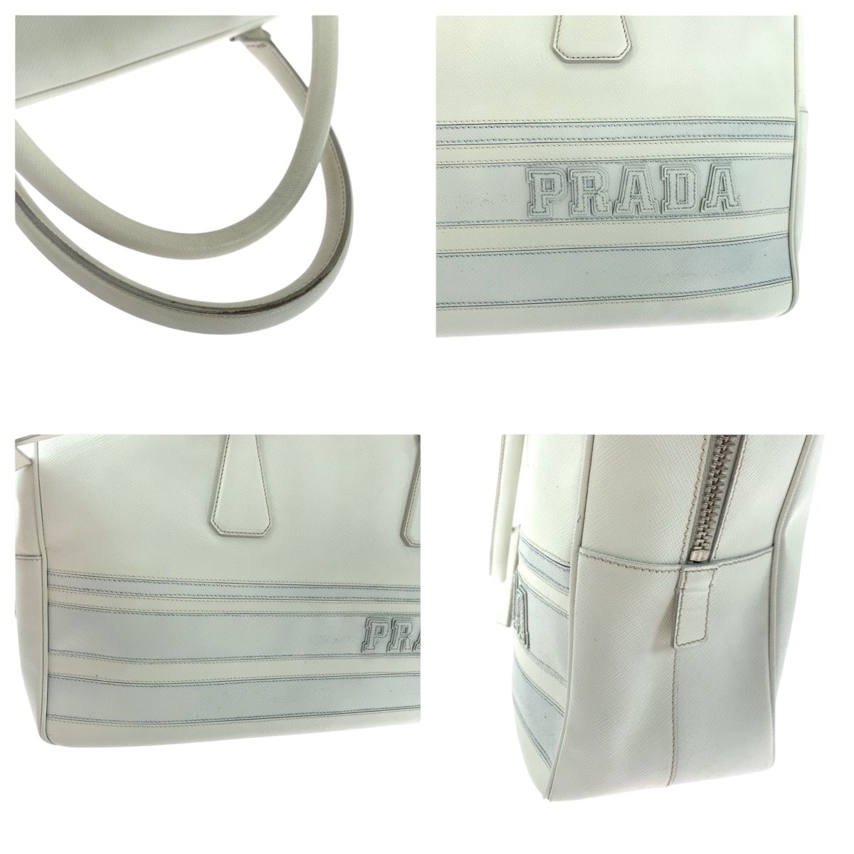正規品]プラダPRADA 軽量キャンバスビジネスバッグ 白