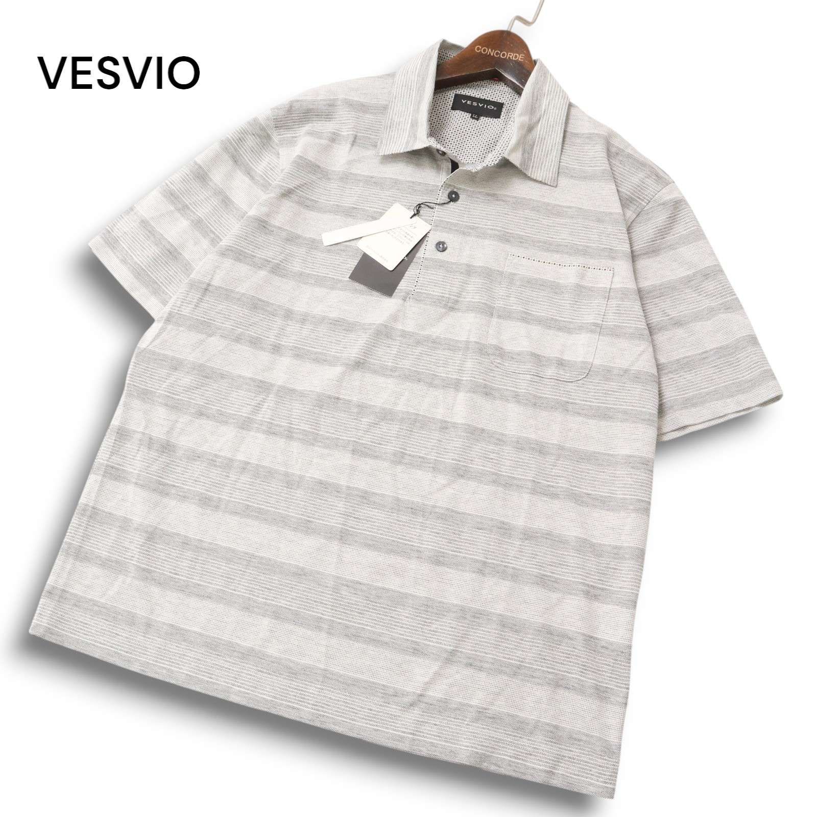 新品 未使用】 VESVIO ベスビオ 春夏☆ ボーダー 半袖 ポロシャツ Sz 