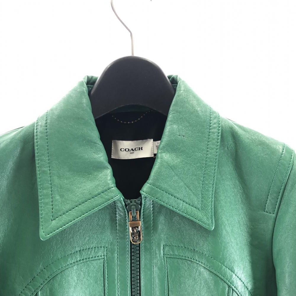 COACH レザージャケットグリーン
