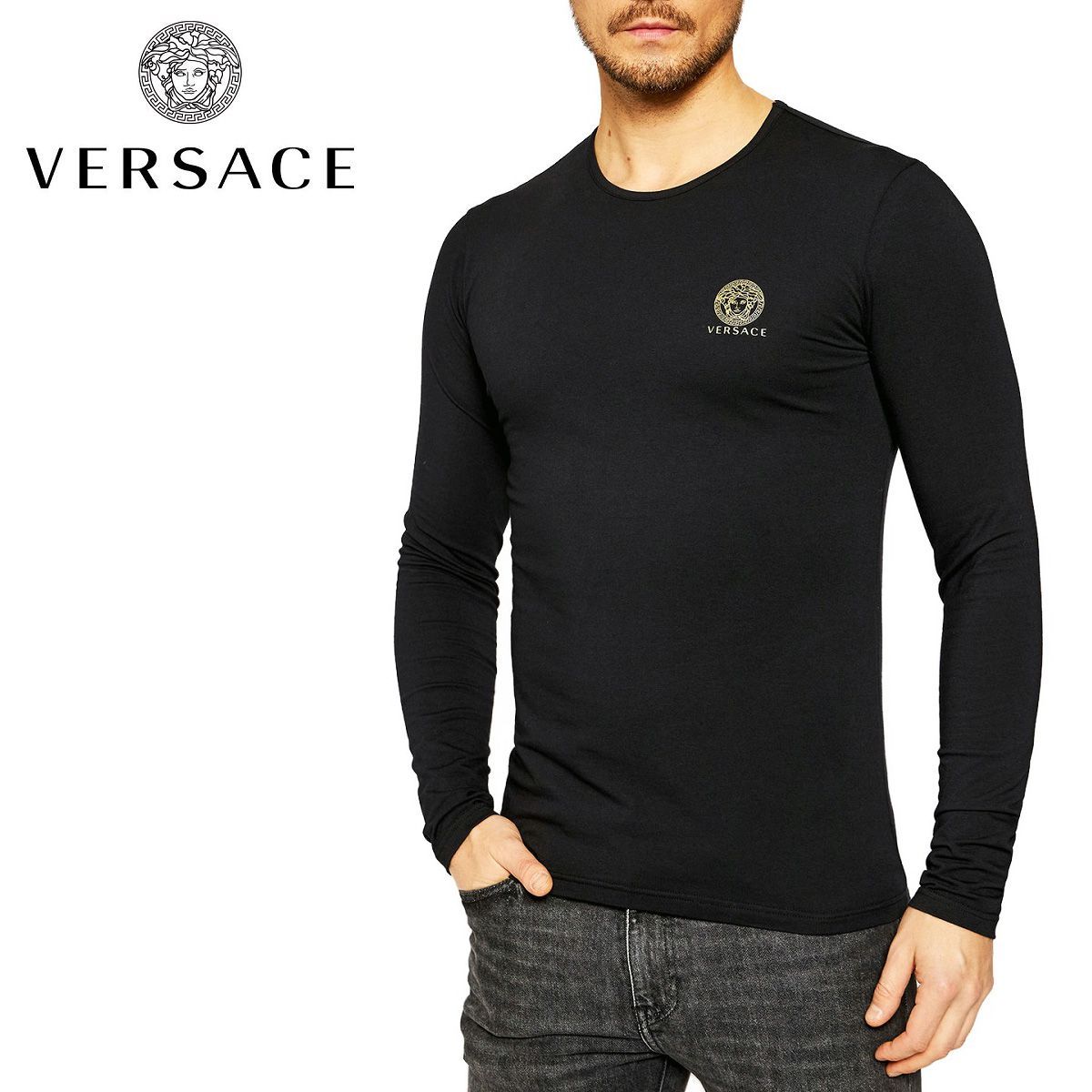 5 VERSACE ヴェルサーチ AUU01007 A232741 ブラック メデューサ 長袖T