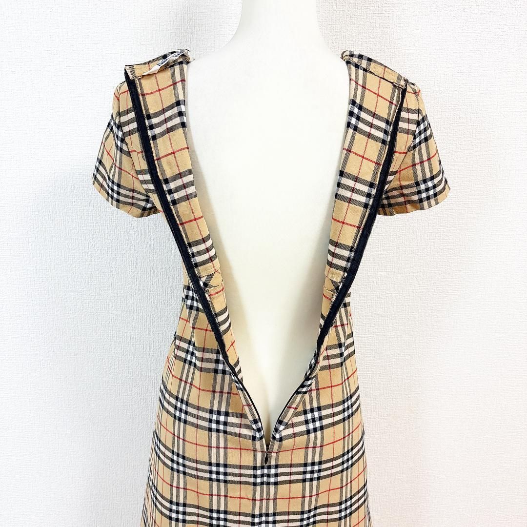 バーバリー ブルーレーベル 半袖ワンピース 38 ノバチェック ベージュ WWW_MORNINGWALKER_COM