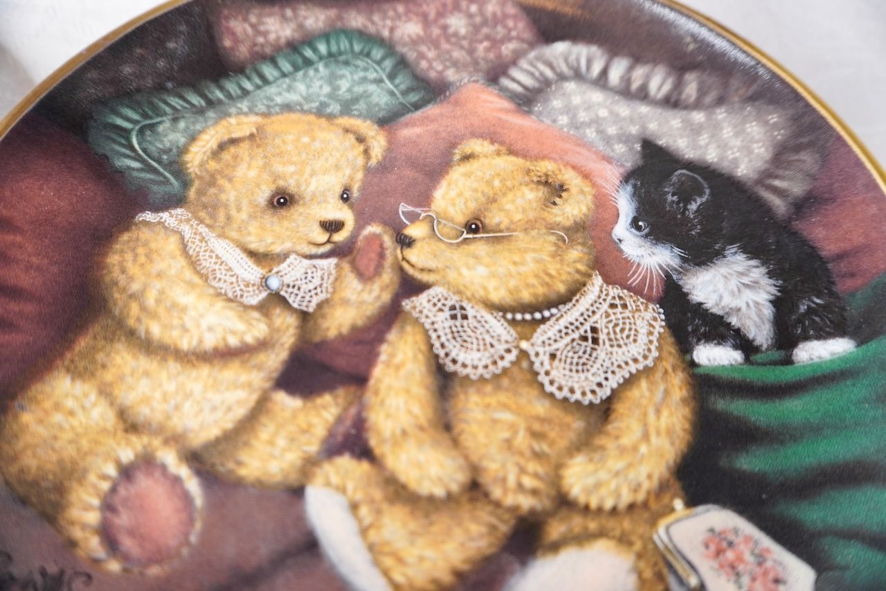 Franklin Mint 販売 テディベア 猫 絵皿 2枚セット コレクション