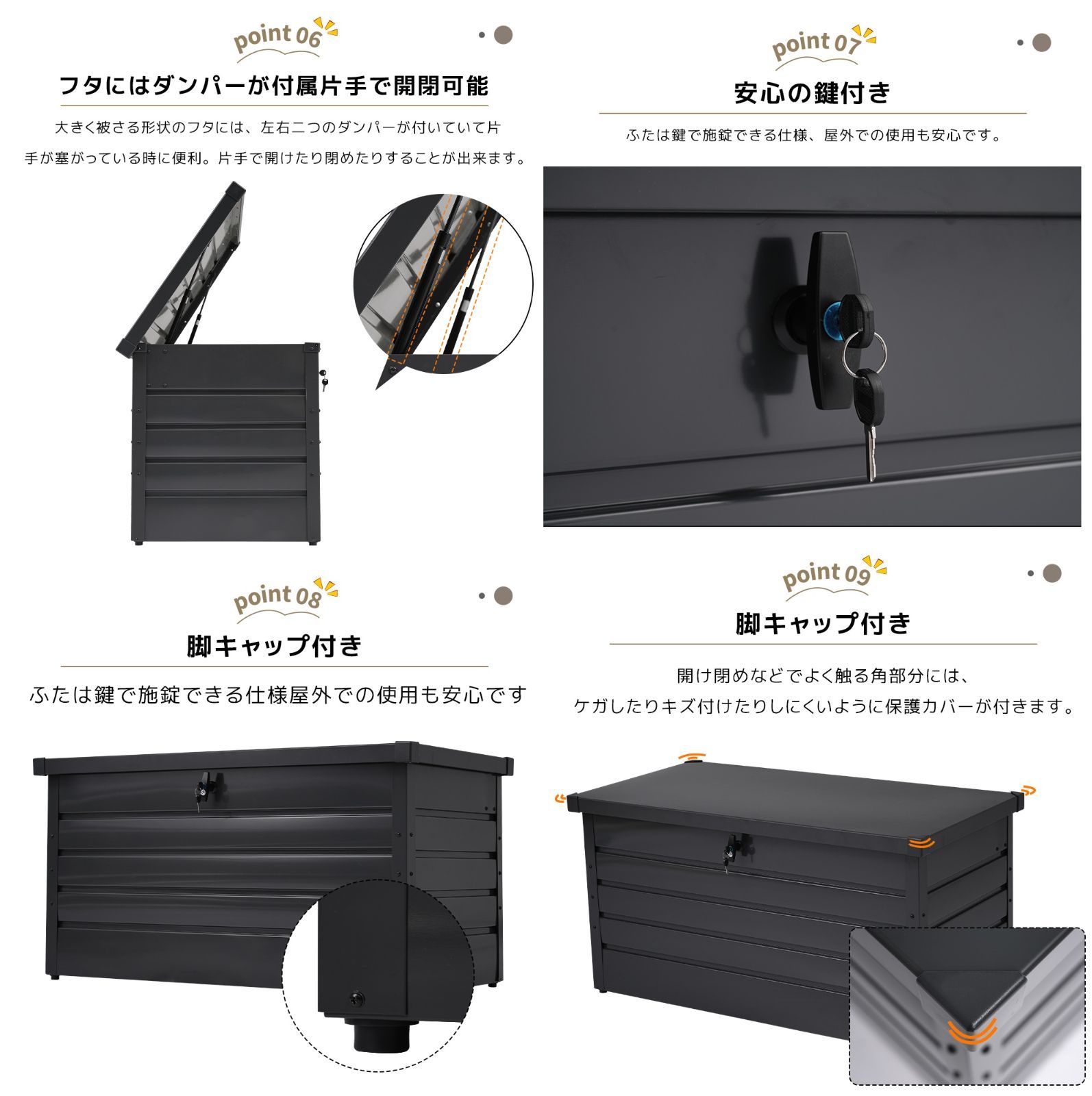 現品引取 完成品 鍵付き物置 収納ボックス 350L 屋外用 楽天市場】【4