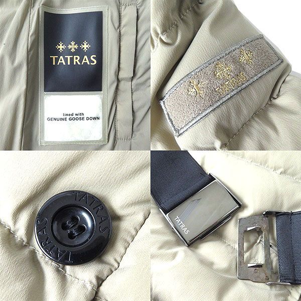 極美品△正規品 TATRAS タトラス 17-18AW LTA17A4487 AGOGNA アゴーニャ ボリュームカラー ベルト・ロゴボタン付  ダウンコート ベージュ 01