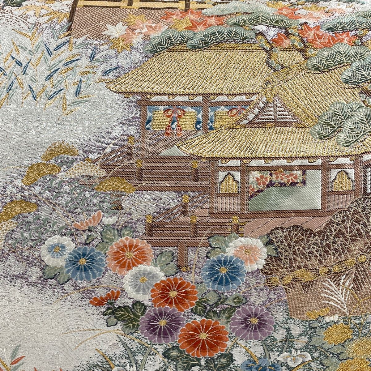 正絹風神雷神名古屋帯 O0770 オールシーズン 美品 逸品 お洒落 風神