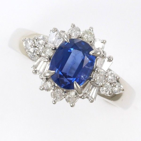 PT900 リング Ring 指輪 11号 サファイア 1.29 ダイヤ 0.41 カード鑑別書 総重量約6.5g