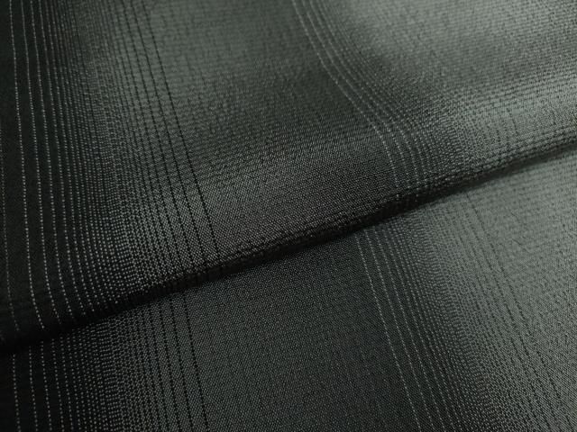 平和屋本店□極上 本塩沢 やまだ織 水沢みどり 間道 黒地 証紙付き