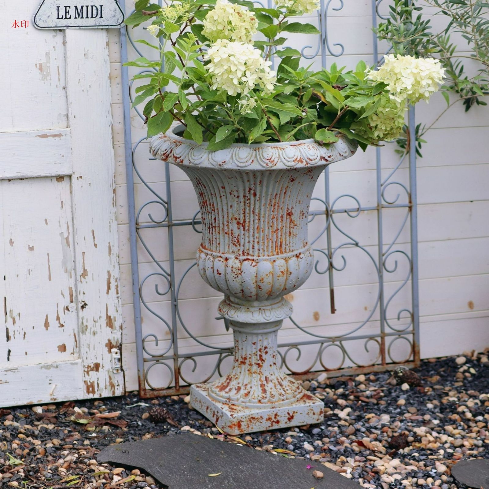 植木鉢 ヴィンテージ調 シャビー加工 グレー 排水穴あり フラワーポット プランター 鉢植え シャビーシック ガーデニング 雑貨 ガーデン雑貨 ガーデンインテリア ガーデン インテリア 庭の装飾 お