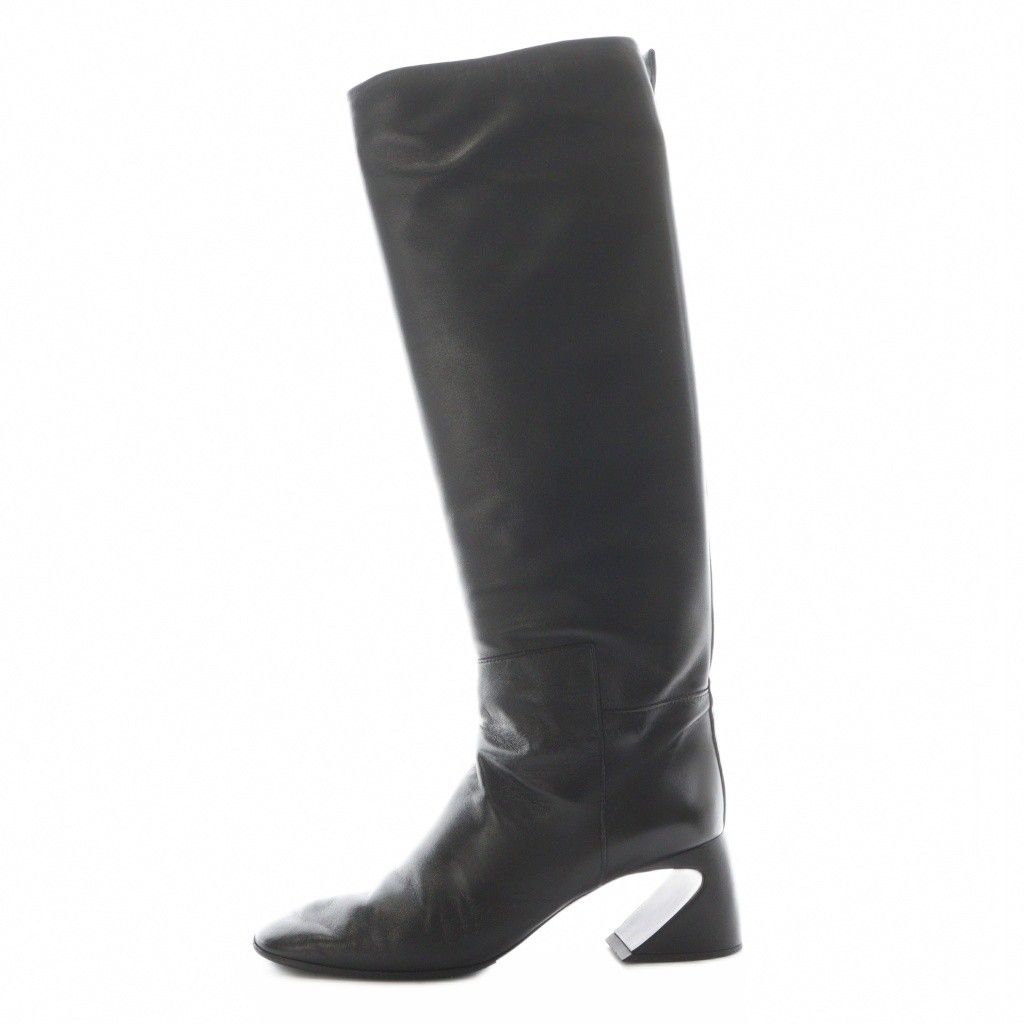 ジルサンダー JIL SANDER ロングブーツ チャンキーヒール レザー 37 黒 ブラック |AN55